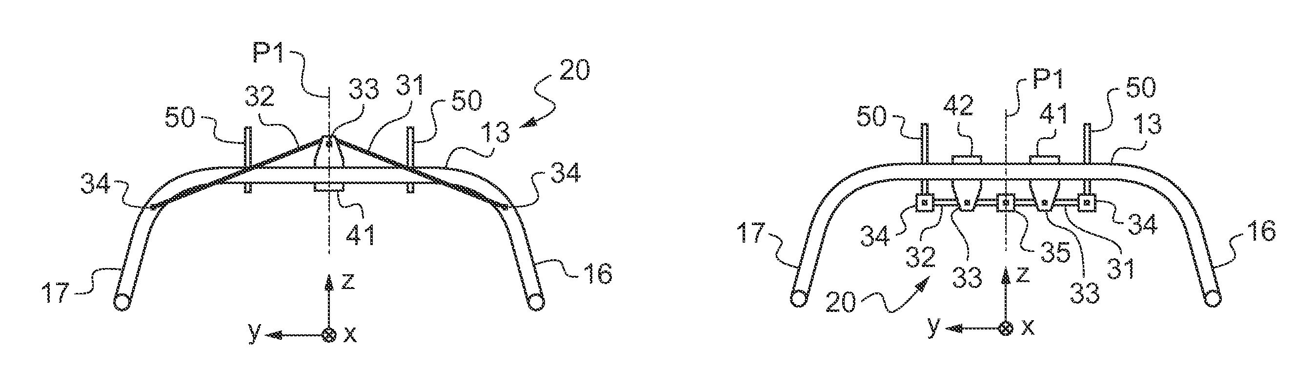 Landing gear provided with a stiffener for increasing its stiffness in roll, and an aircraft