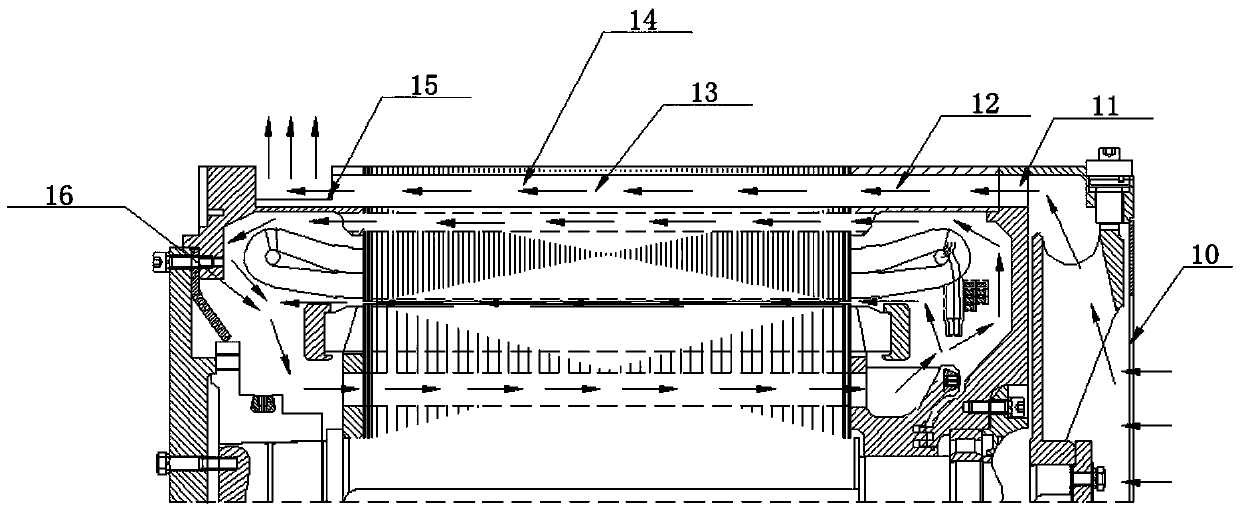 Totally-enclosed self-ventilation traction motor for low-loss and low-noise 100% floor vehicle