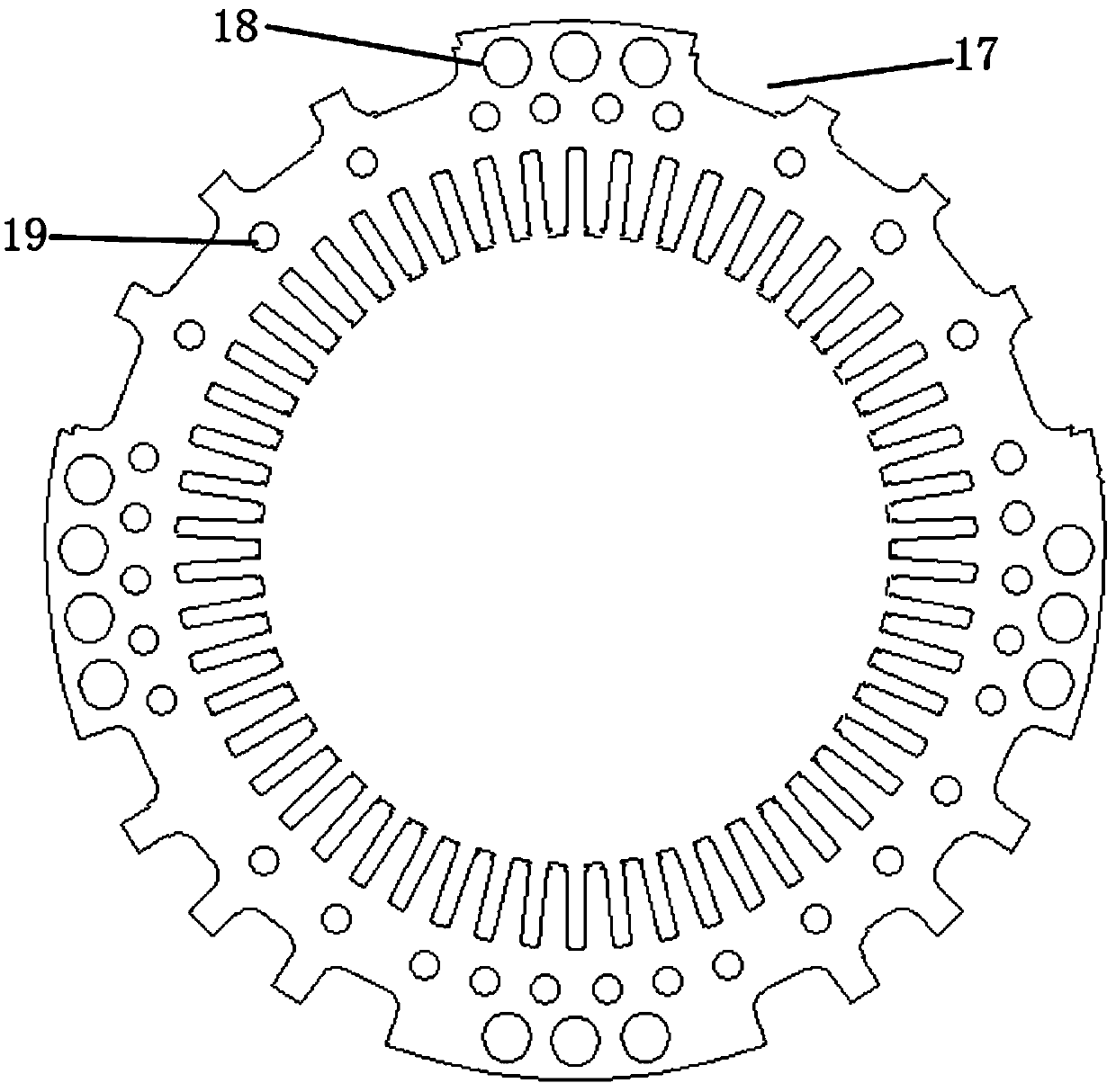 Totally-enclosed self-ventilation traction motor for low-loss and low-noise 100% floor vehicle