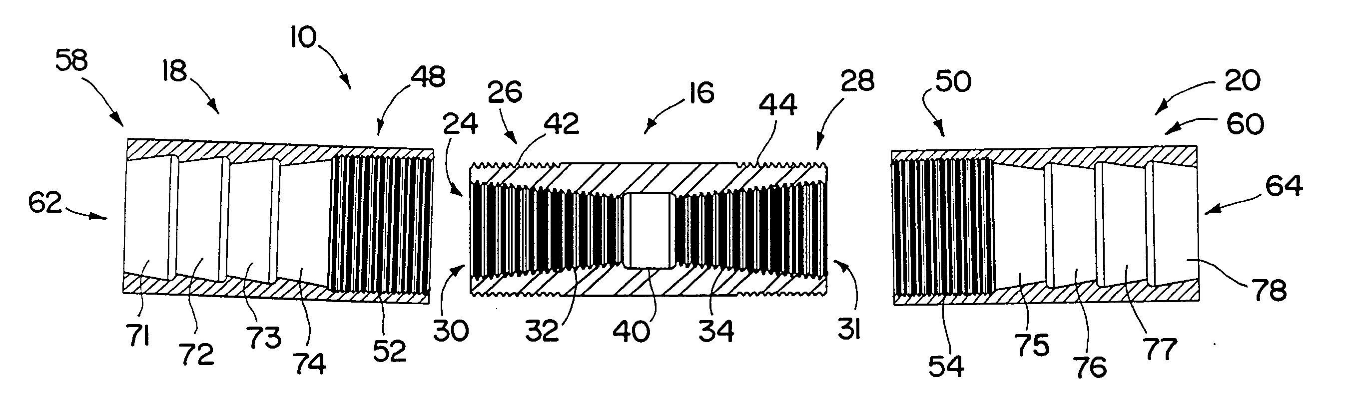 Reinforcing bar splice with threaded collars