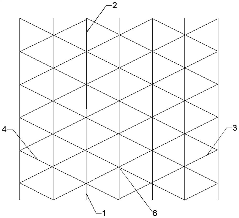 Isoceles multi-axis reinforced gridding cloth and preparation process thereof