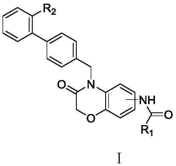 Compound containing benzomorpholone-biphenyl skeleton and its preparation method and application