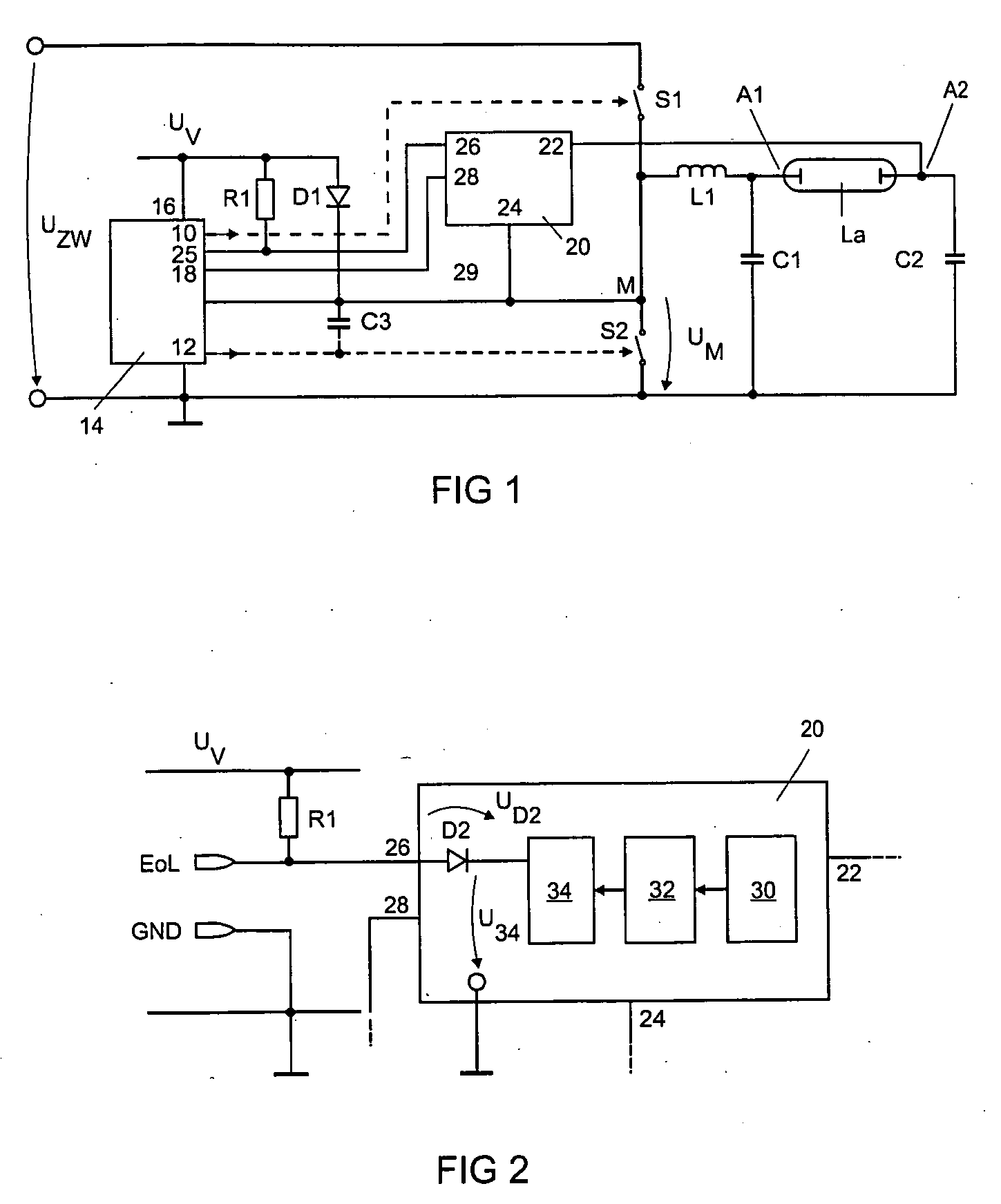 Electronic ballast for a lamp