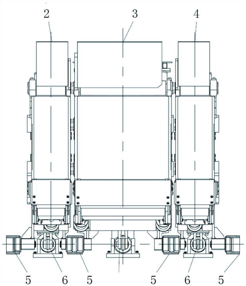 Three-vehicle-body belt winding assisting device