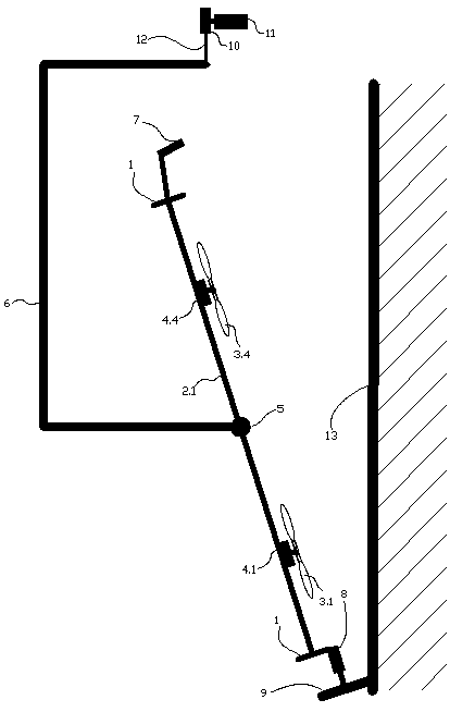 Wall climbing machine with transverse static friction propelling device