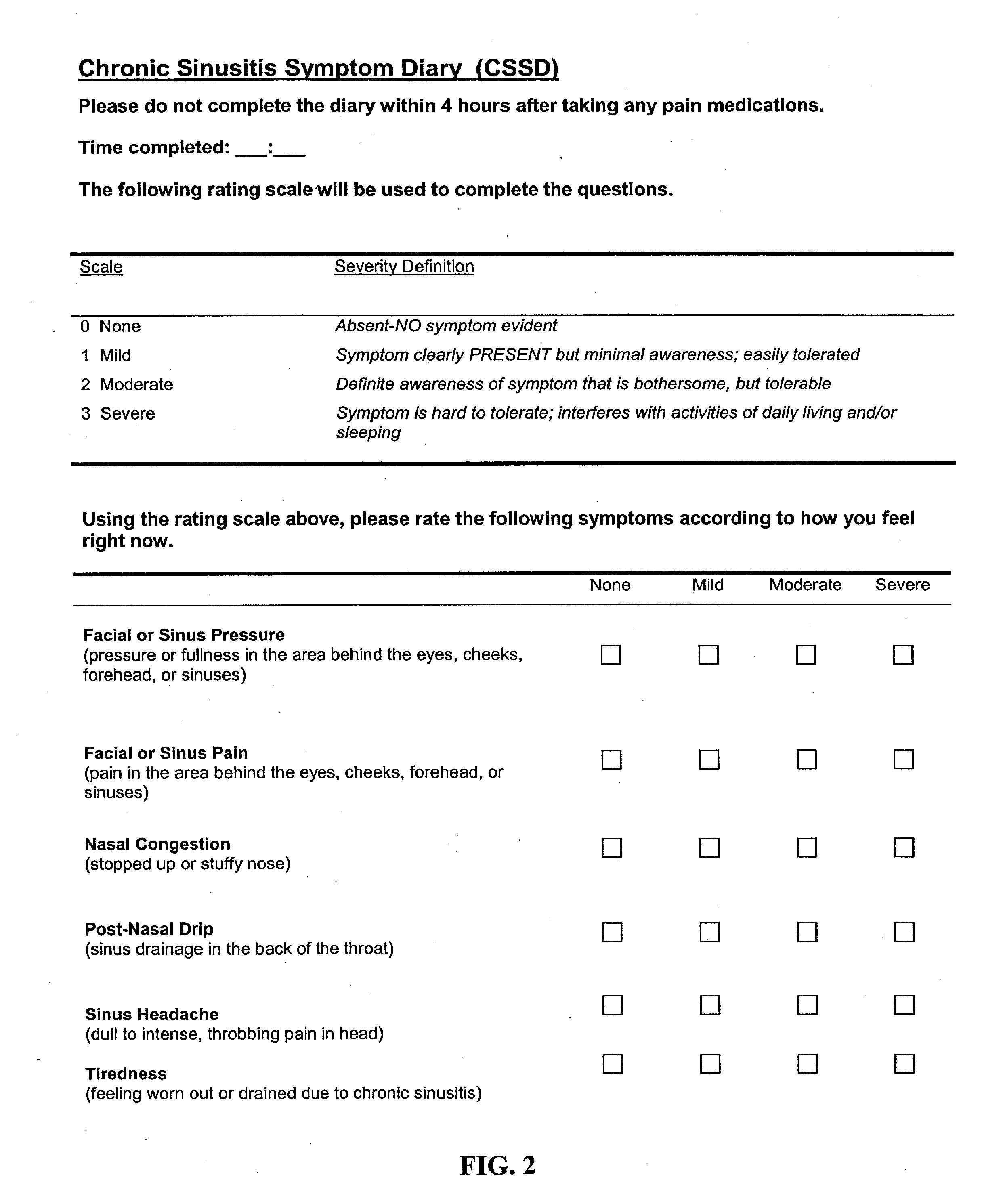 Methods of measuring symptoms of chronic rhinosinusitis