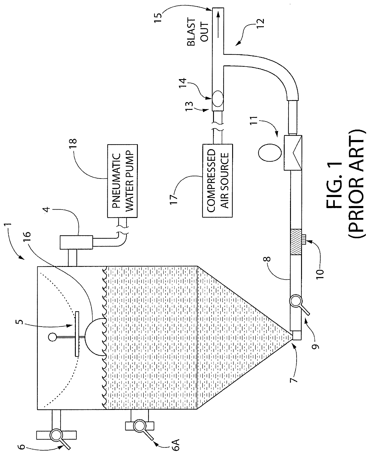 Static wet abrasive blasting system utilizing automated valves to simplify setup and operational functions