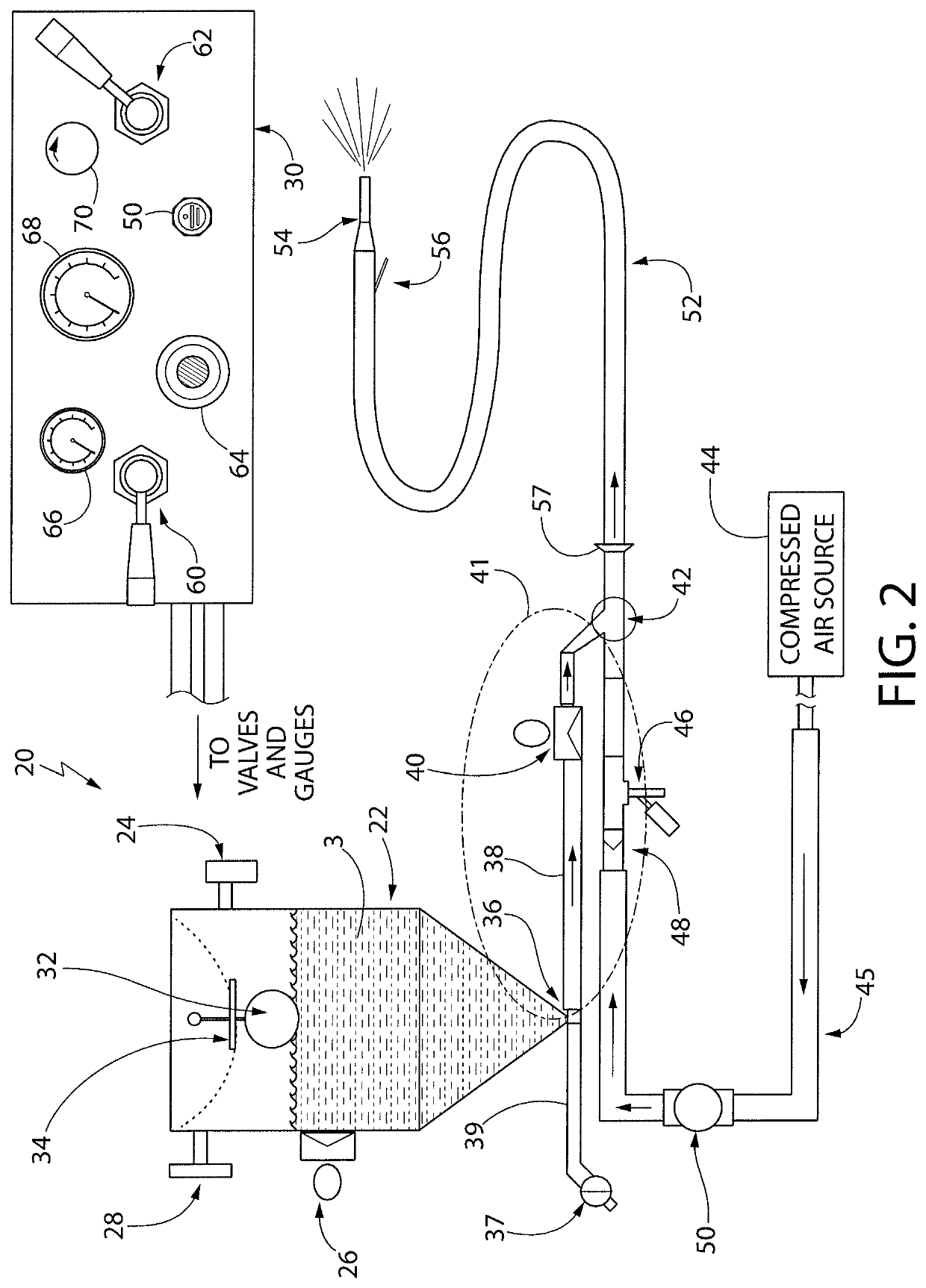 Static wet abrasive blasting system utilizing automated valves to simplify setup and operational functions