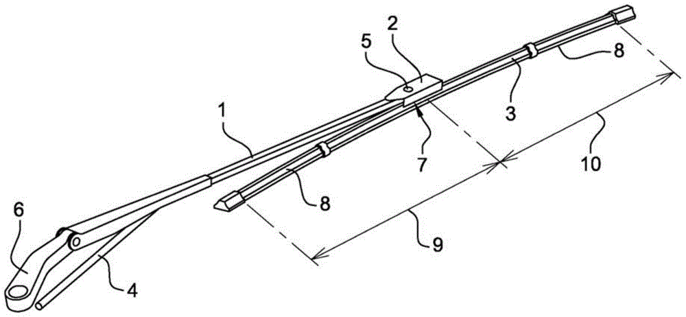 Apparatus for joining a wiper arm and a wiper together comprising an overmolded tube