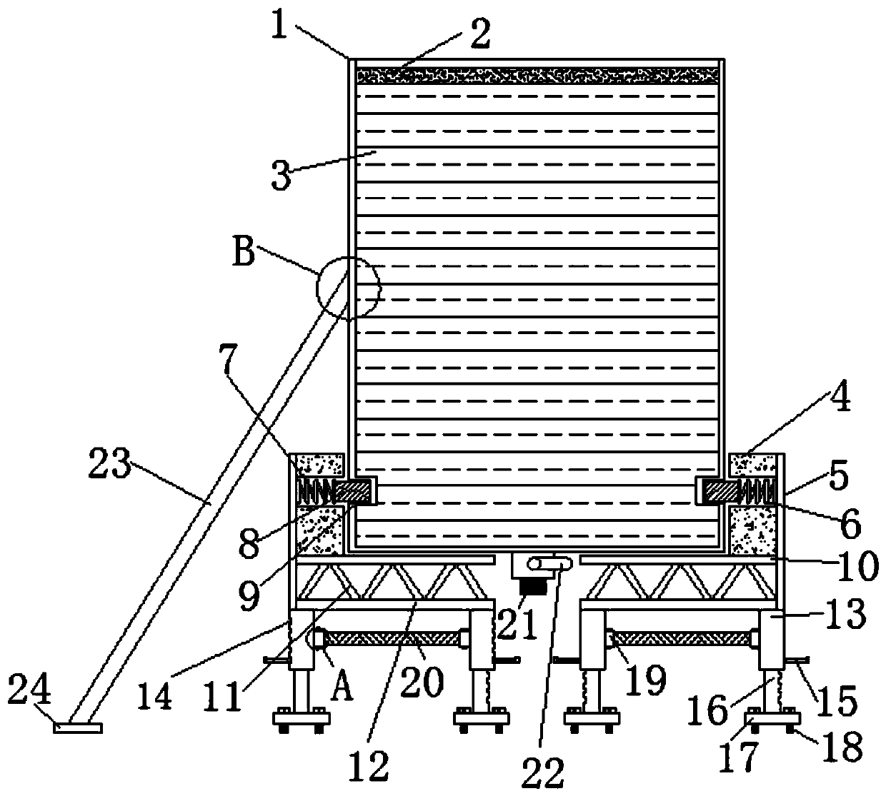 Fire-fighting water storage device for warehouse safe prevention