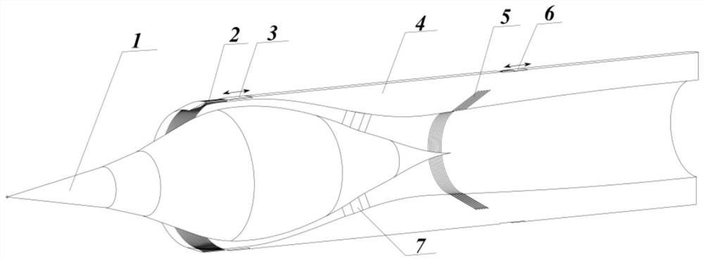 Ma4-level supersonic speed axisymmetric air inlet channel and method based on adjustable drainage seams