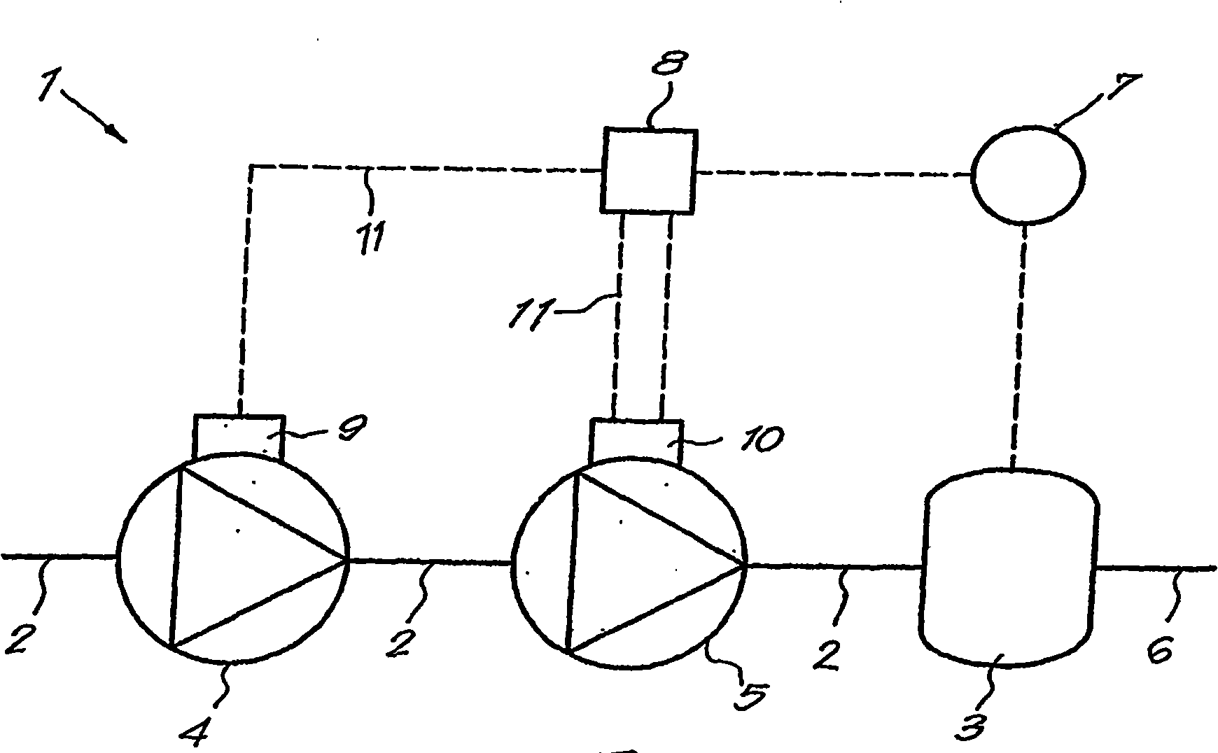 Installation for high pressure compression with several stages