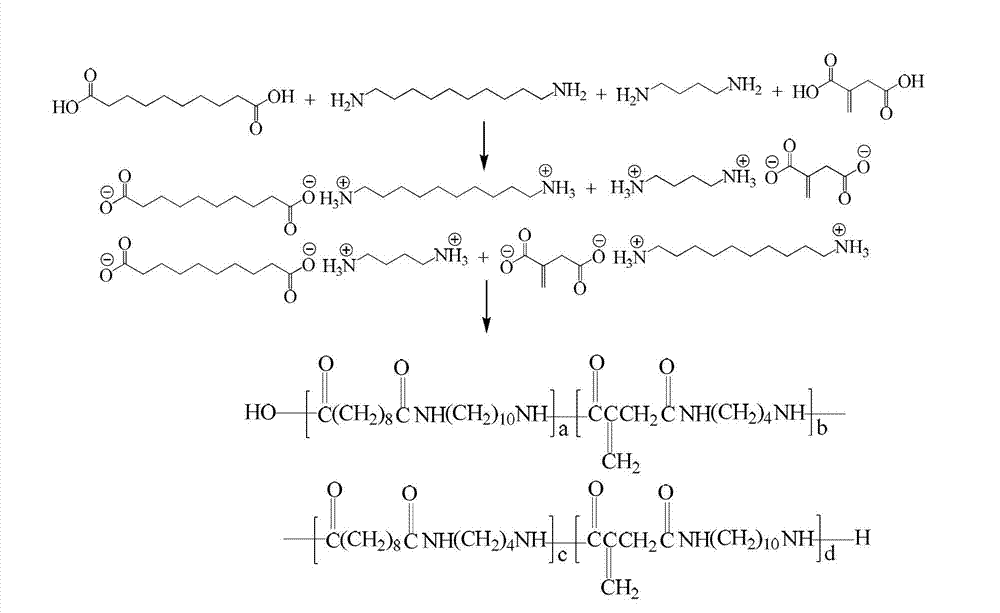 Biologic polyamide quadripolymer and synthesis method thereof