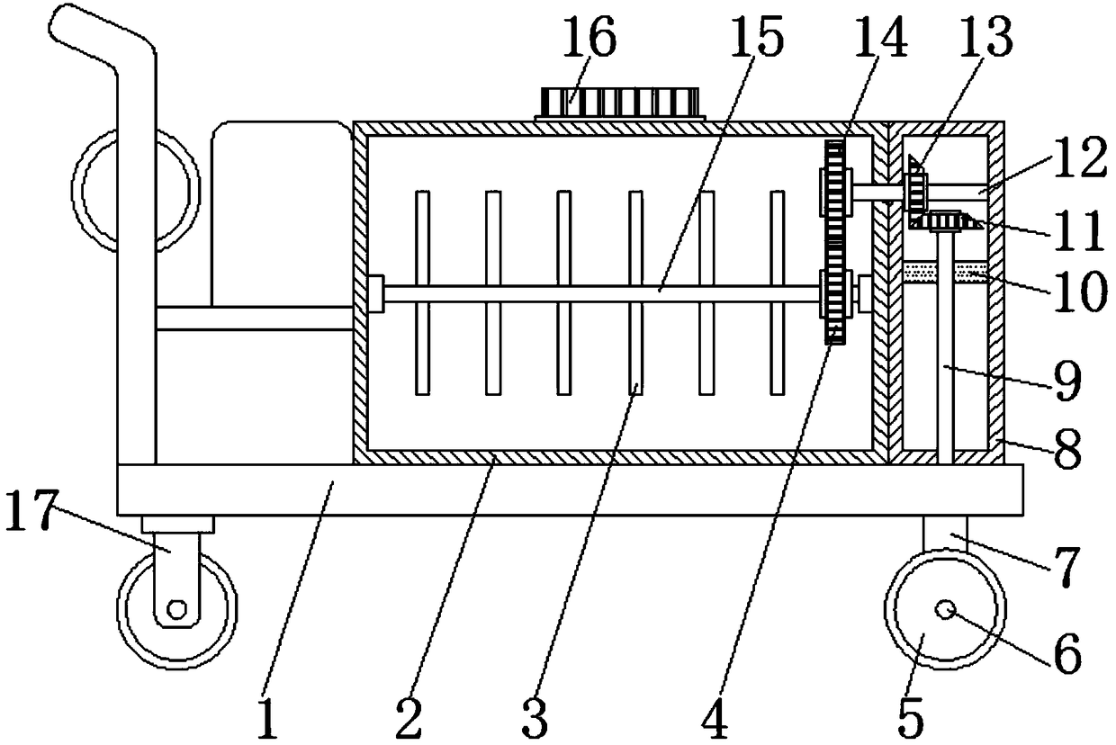 Agricultural pesticide spraying device good in mixing effect