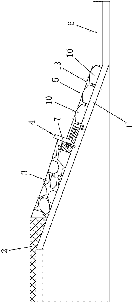 Land-side slope shoulder protection structure and construction method thereof