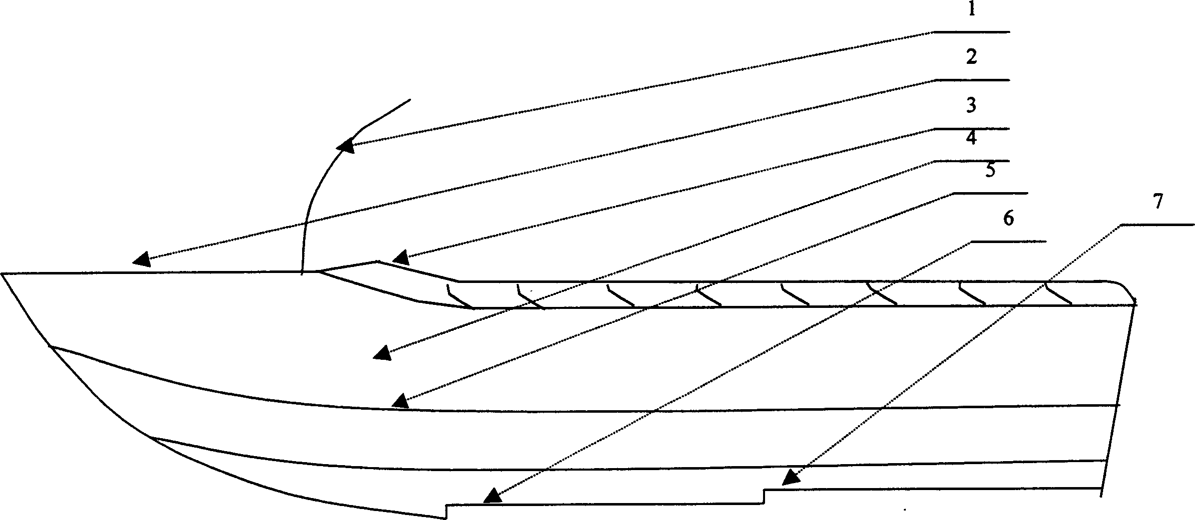 VU type multi-stage profile slide plate motorboat