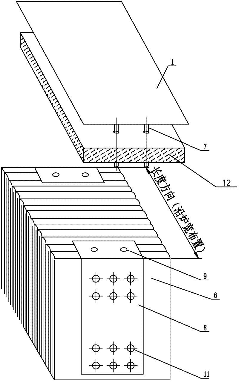 Fixing device and method for refractory material in strip steel heat treatment furnace