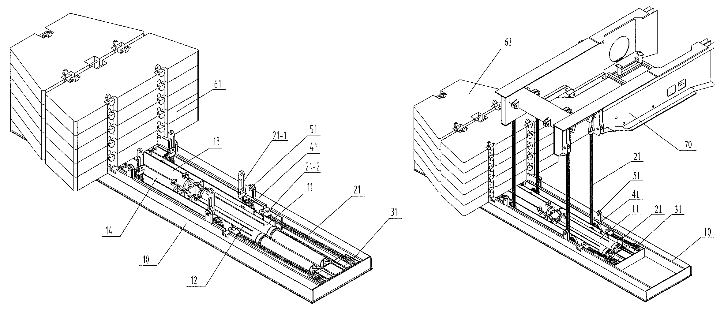 Counterweight loading and unloading device and movable crane