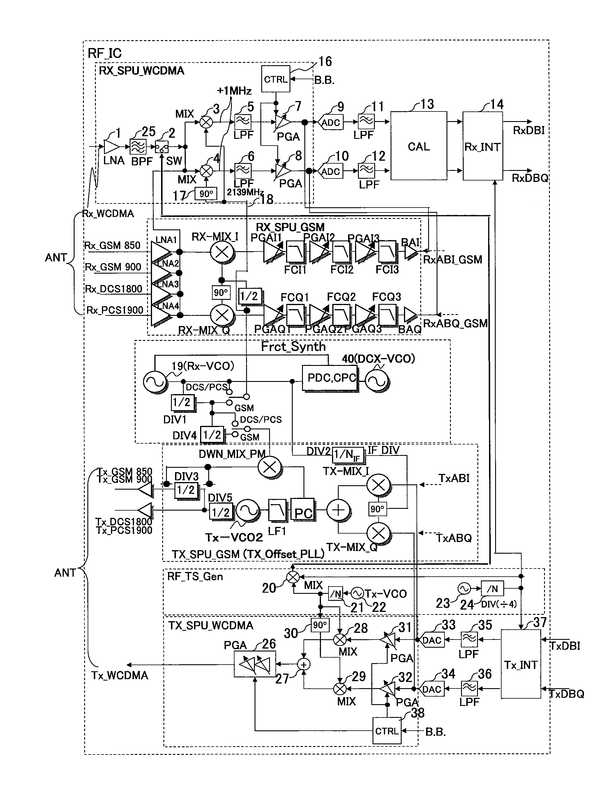 Integrated circuit and device for mobile communications