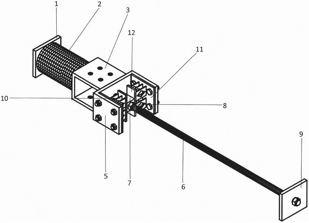 Self-centering cable support device with out-of-plane buckling metal damper