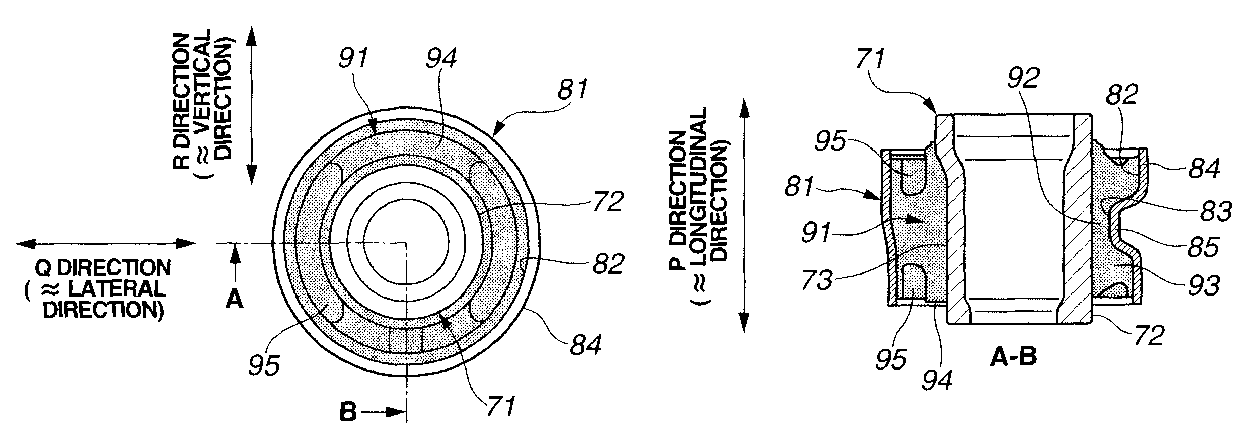 Suspension structure, bush structure and suspension characteristic adjusting method