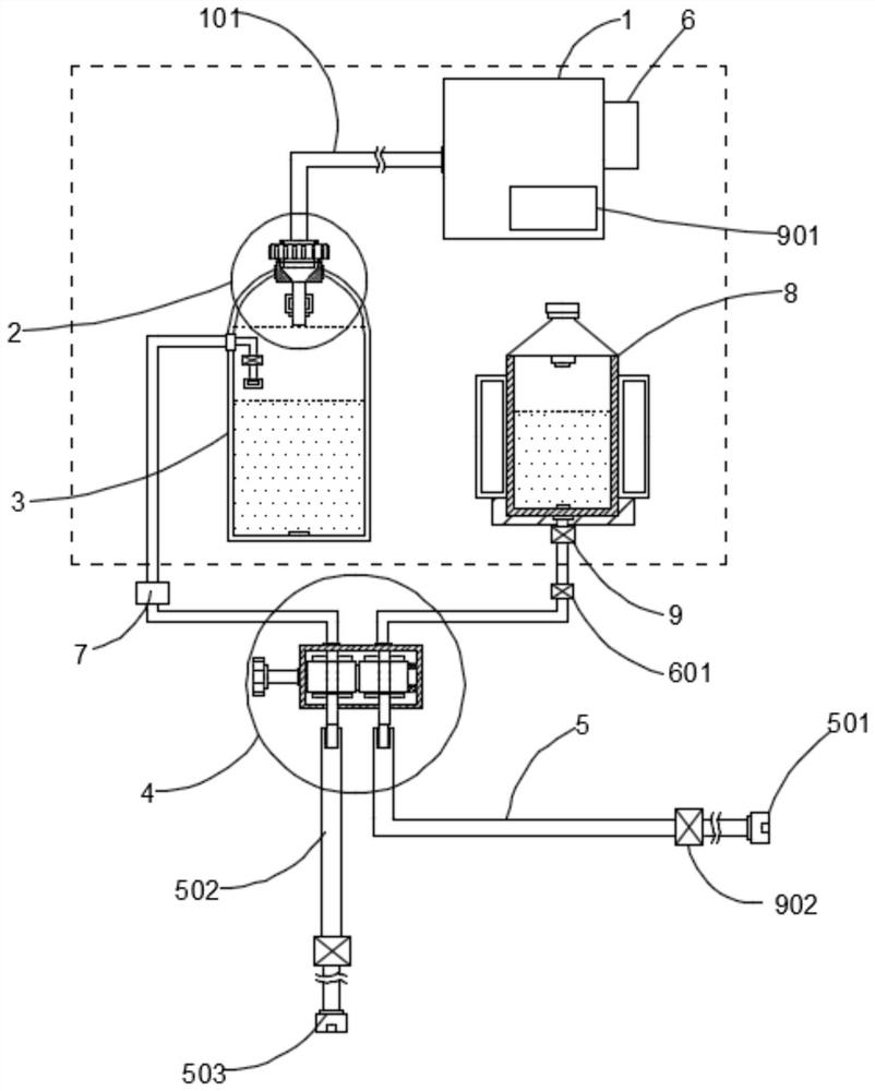 Intelligent flushing and low-negative-pressure drainage device for medical three-cavity drainage tube