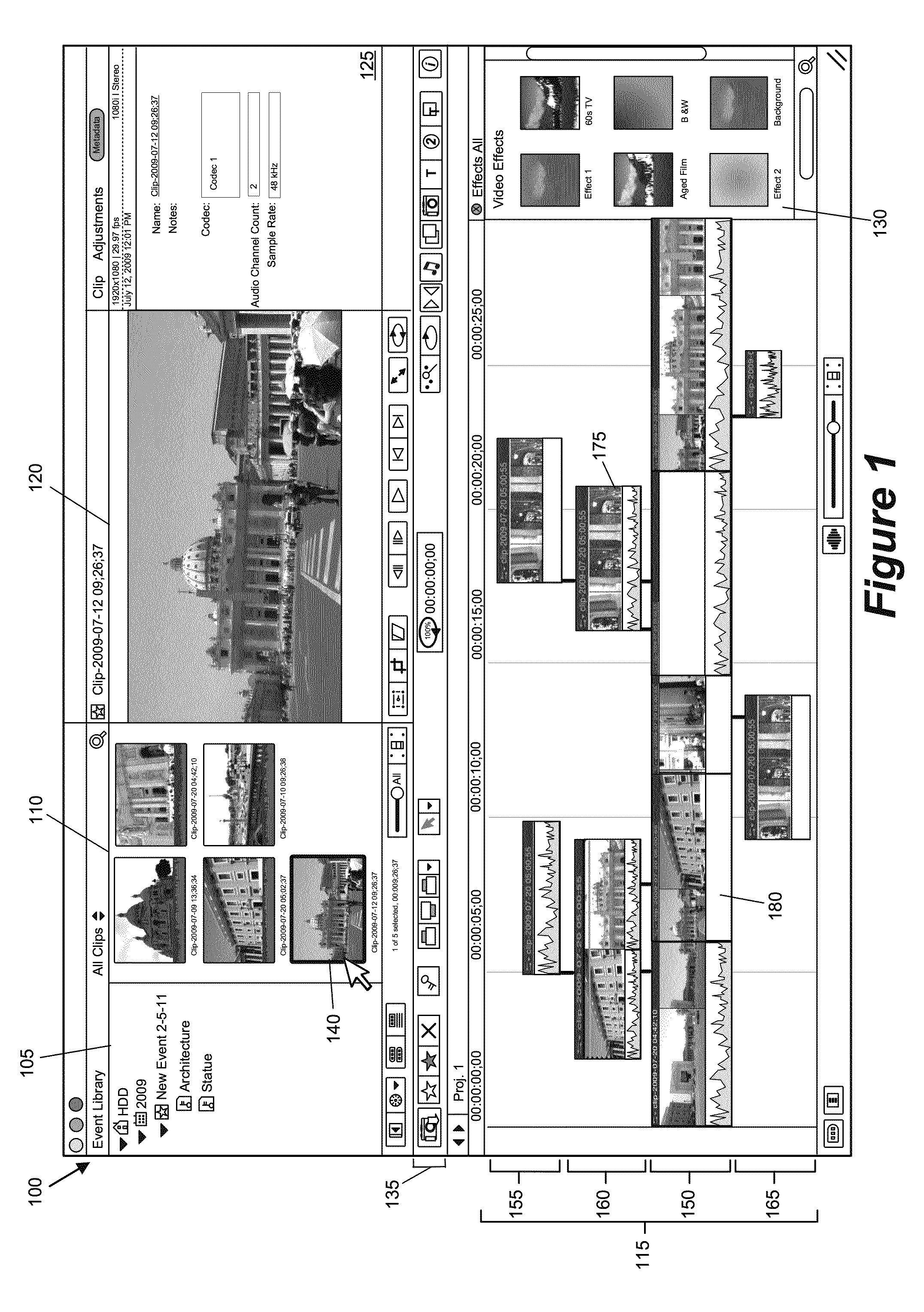 Media-editing application with anchored timeline