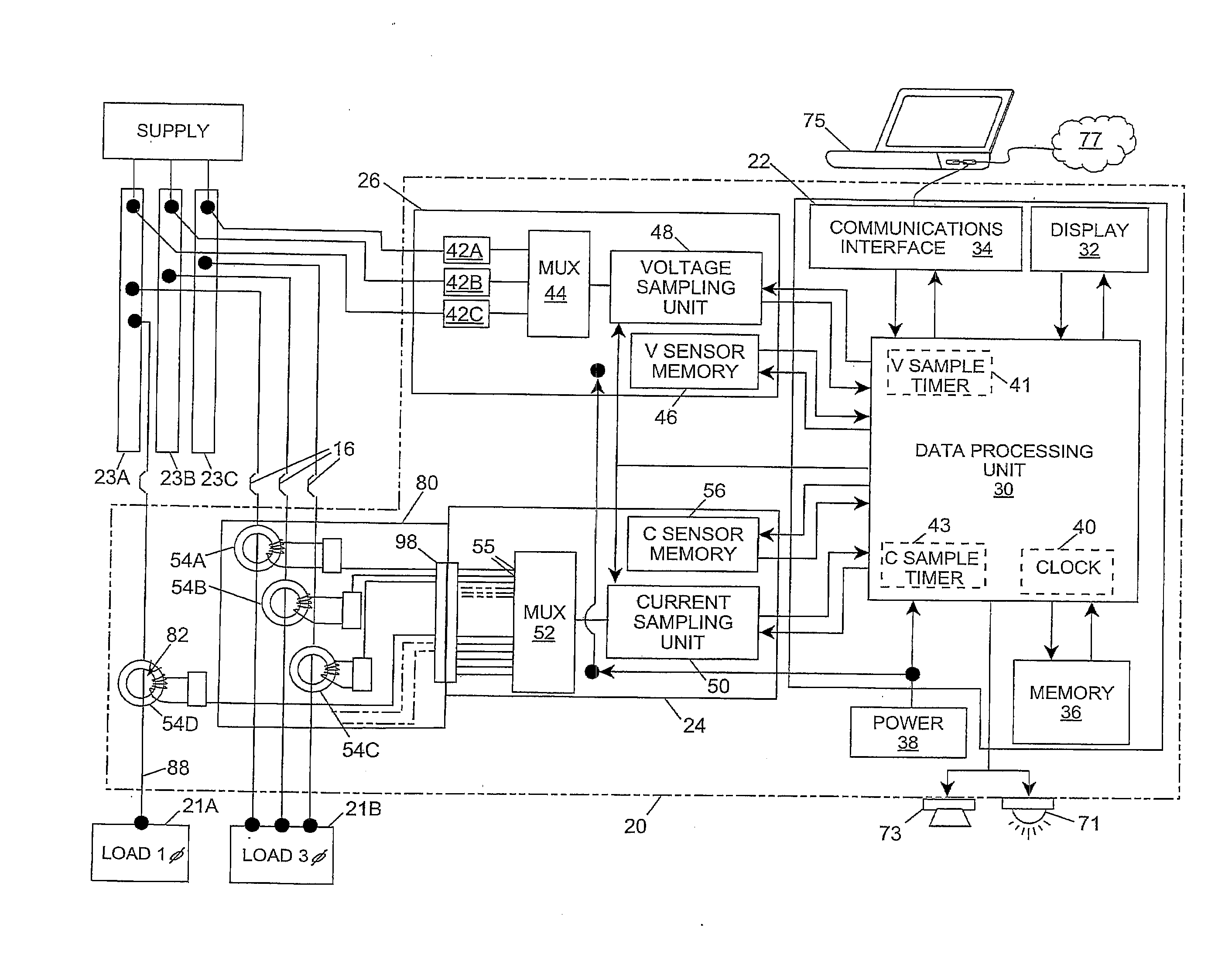 Branch current monitor with configuration