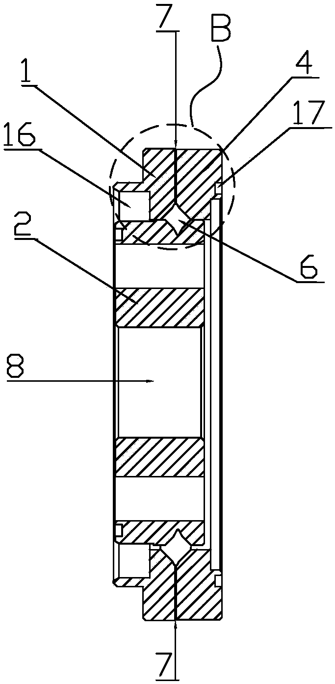 Two-piece bearing outer ring crossed rolling bearing