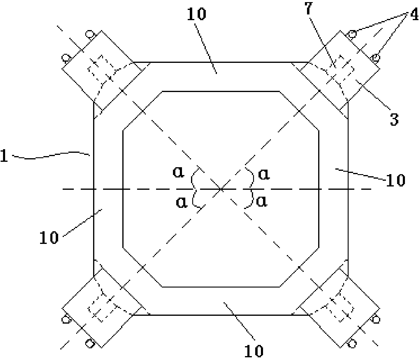 Extended tension leg platform on basis of oblique upright columns