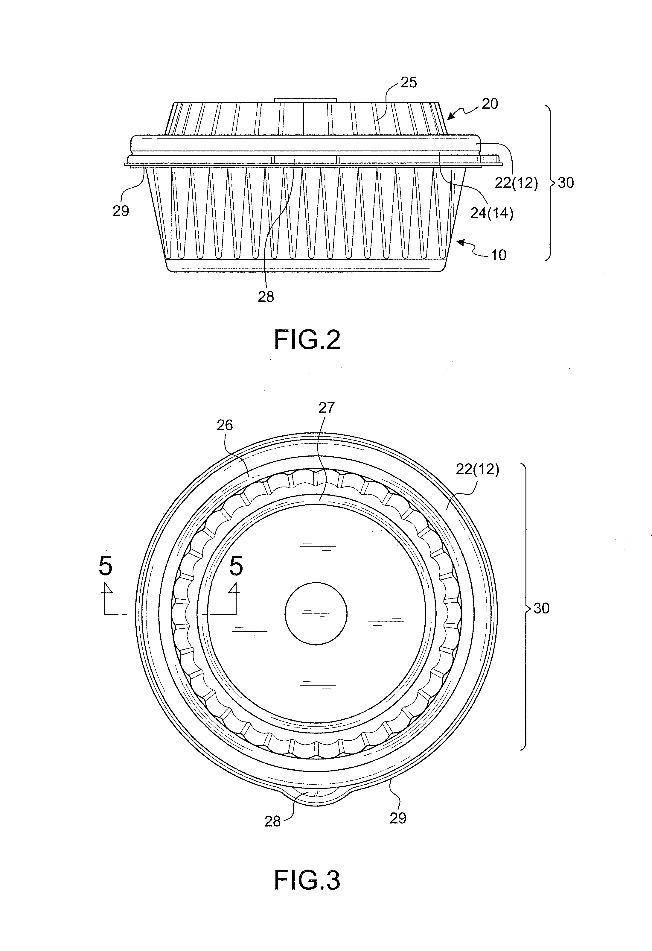 Circular food container with double sealing structure