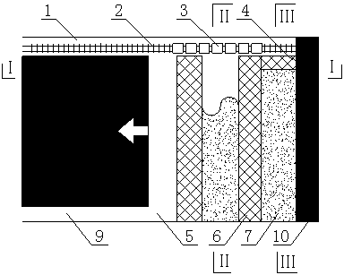 Continuous mining method with rigid and flexible strip alternating filling and without coal pillars in inclined seam goaf