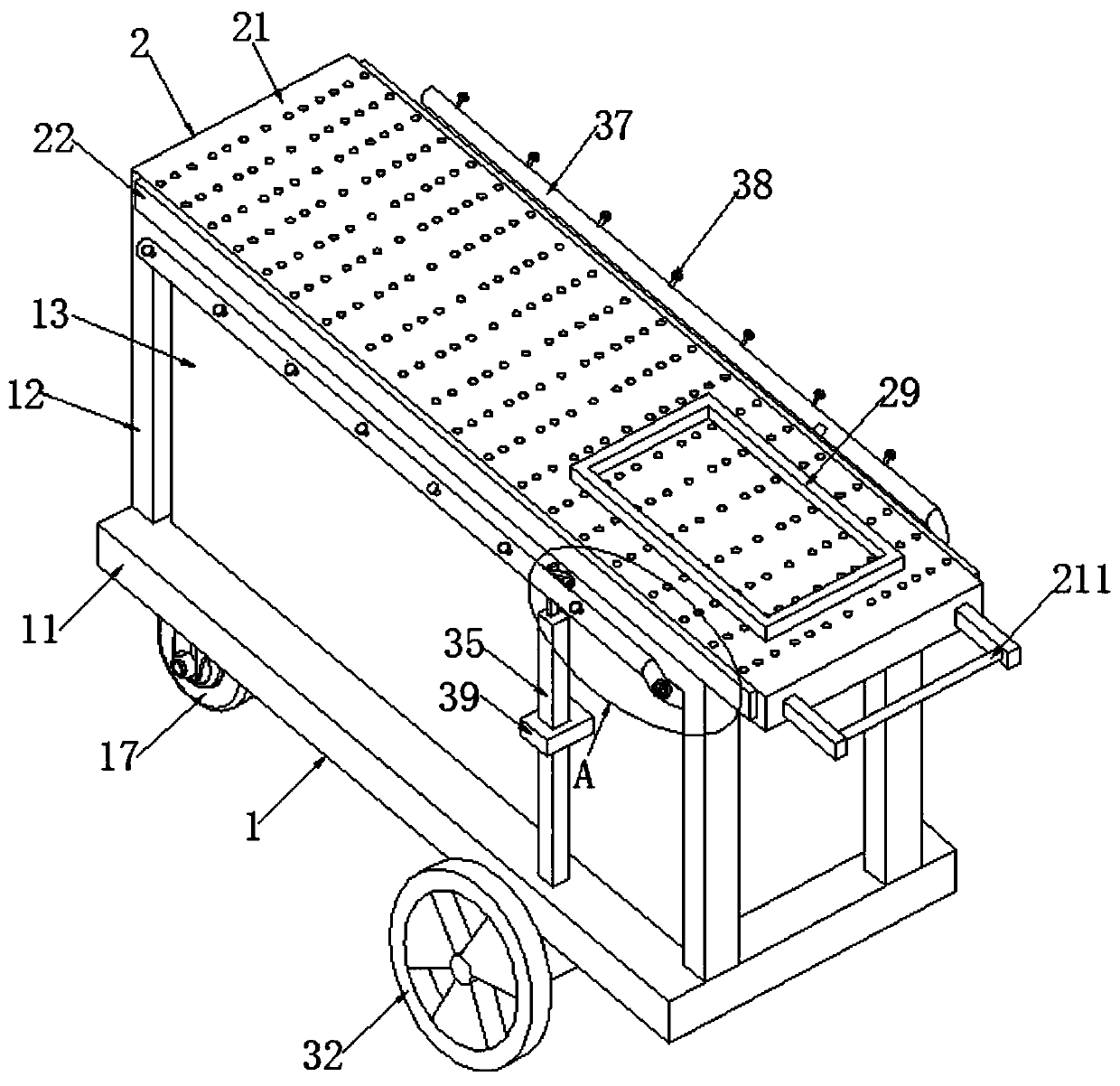 Environment-friendly rainwater collecting device for garden landscapes and irrigation device thereof