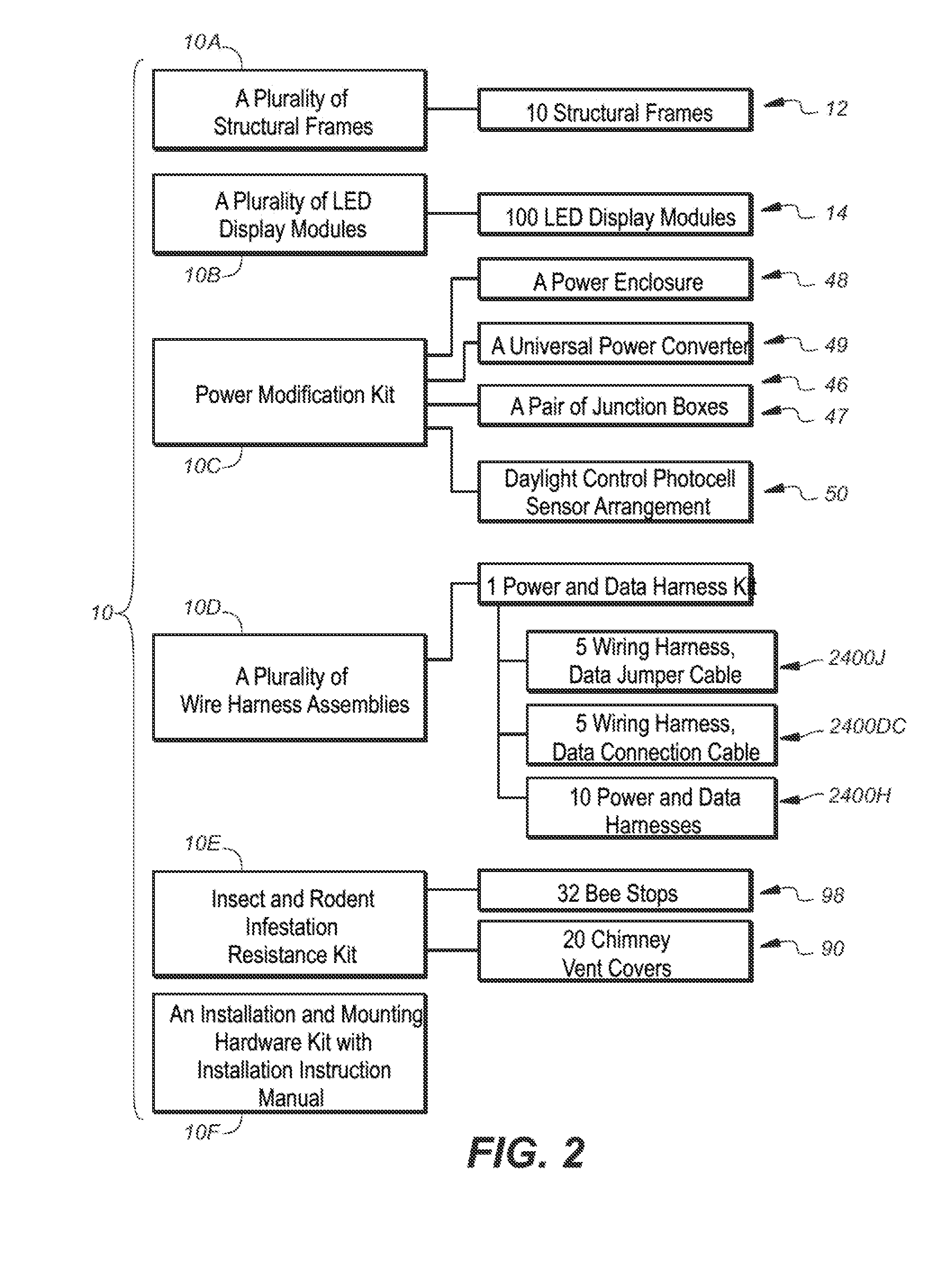 Sectional sign assembly and installation kit and method of using same