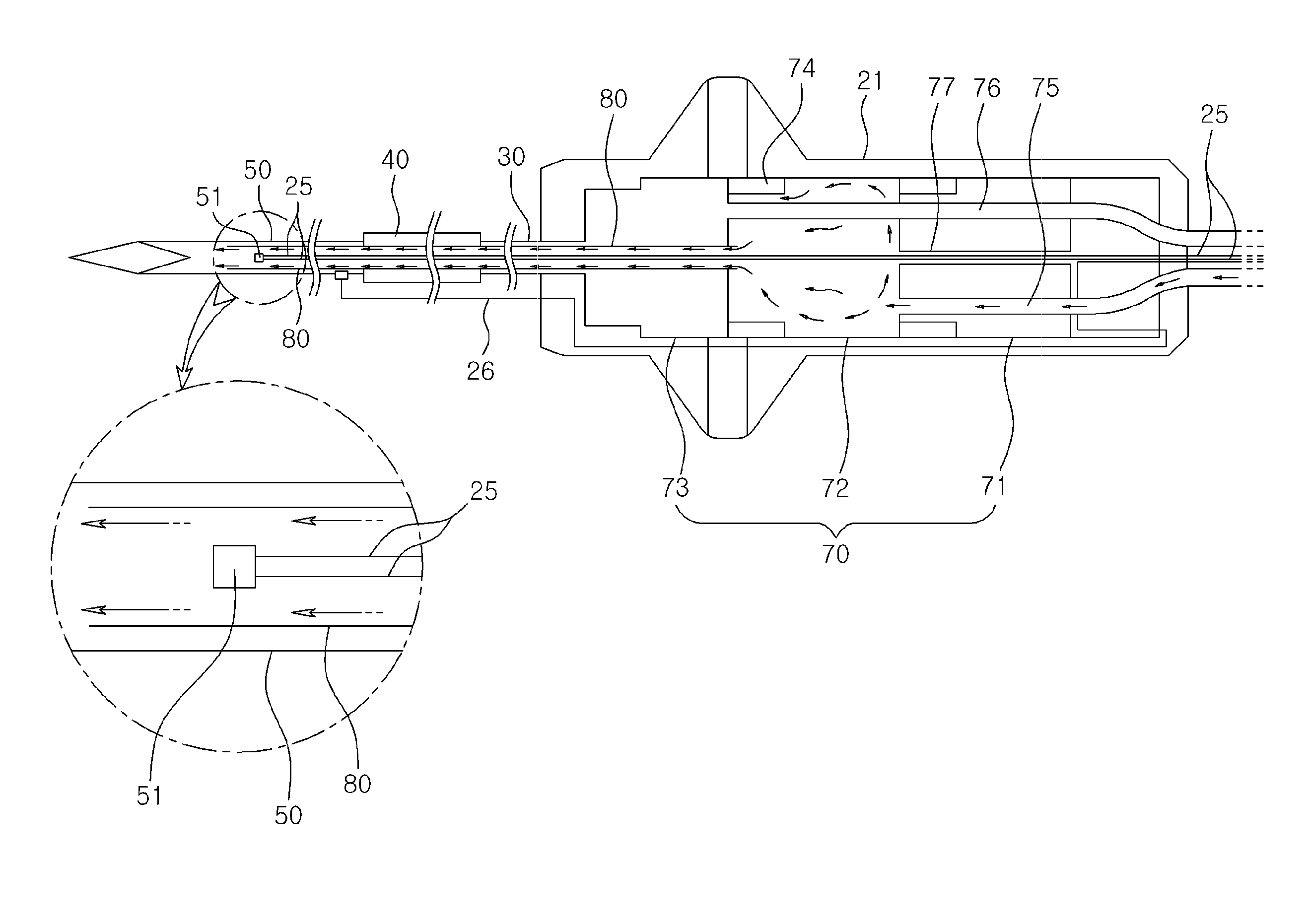 High-frequency heat therapy electrode device equipped with flexible tube