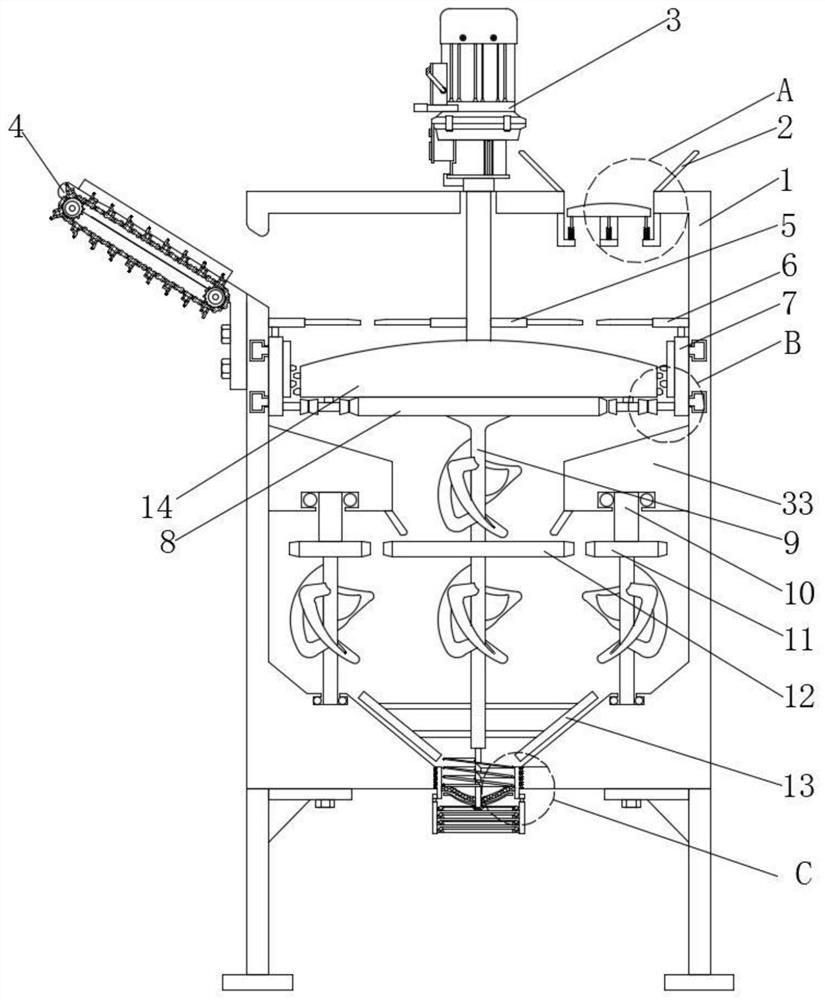 Mixing device and mixing method for preparing fishery, livestock and poultry feed from reed