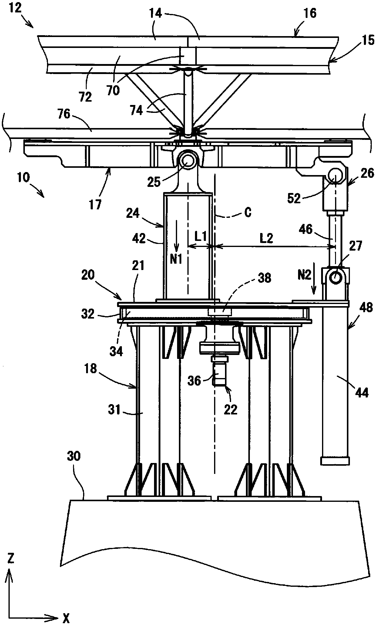 Module supporting device and solar cell device