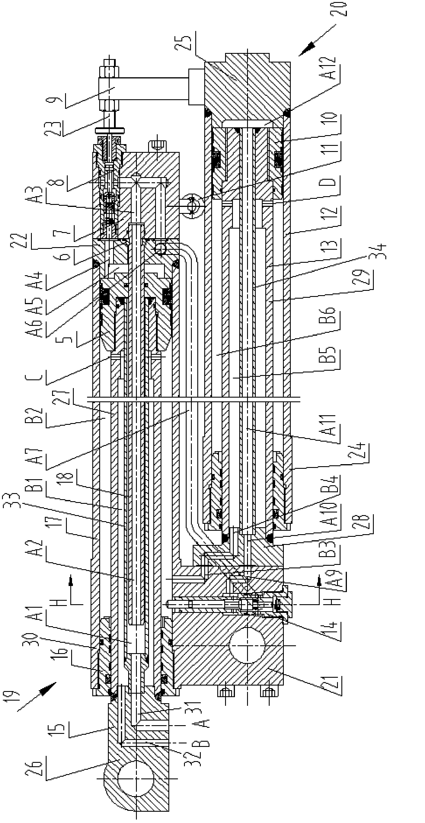 Travel valve, sequential action type combination hydraulic cylinder and hydraulic equipment