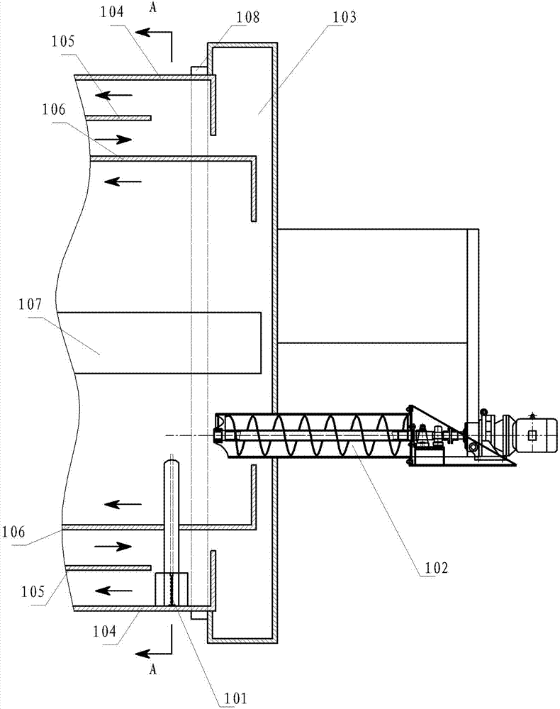 Returning device and roller drying machine with same