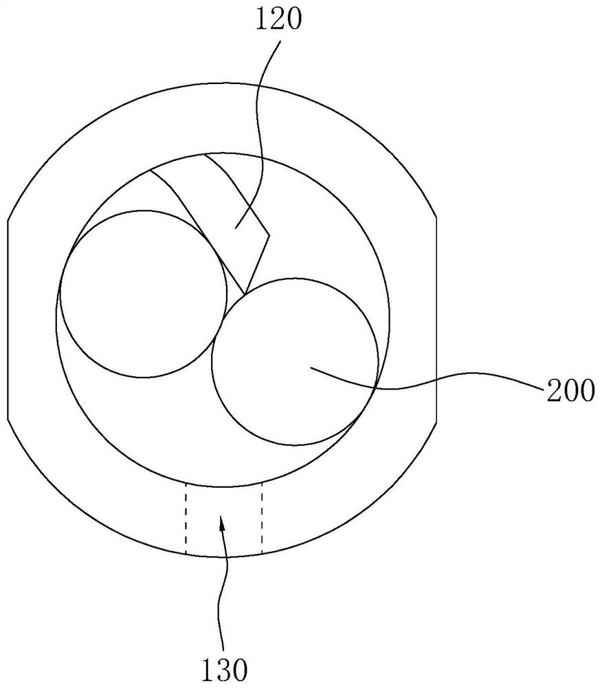 Double-core tail fiber and auxiliary gluing tool thereof