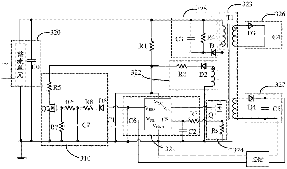 A flyback switching power supply