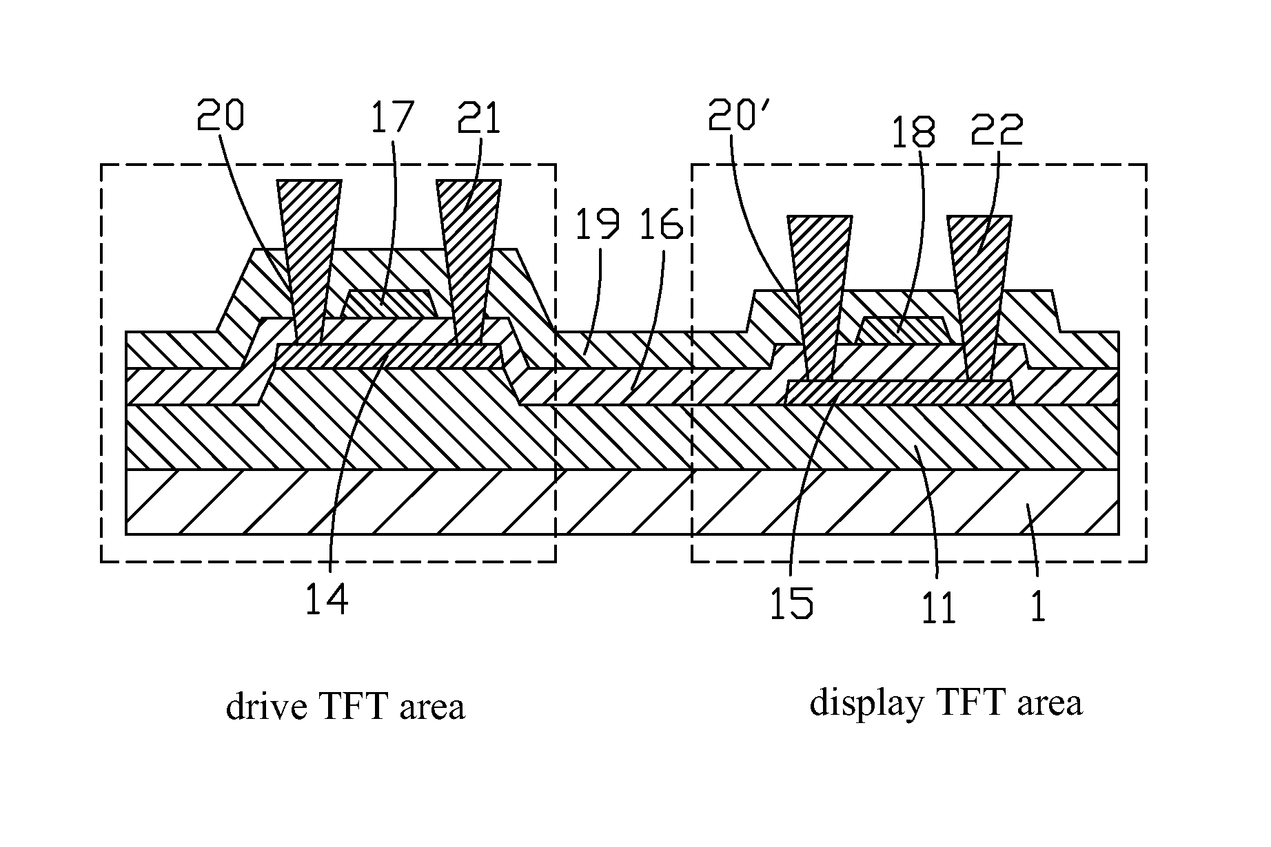 Low temperature poly-silicon TFT substrate structure and manufacture method thereof