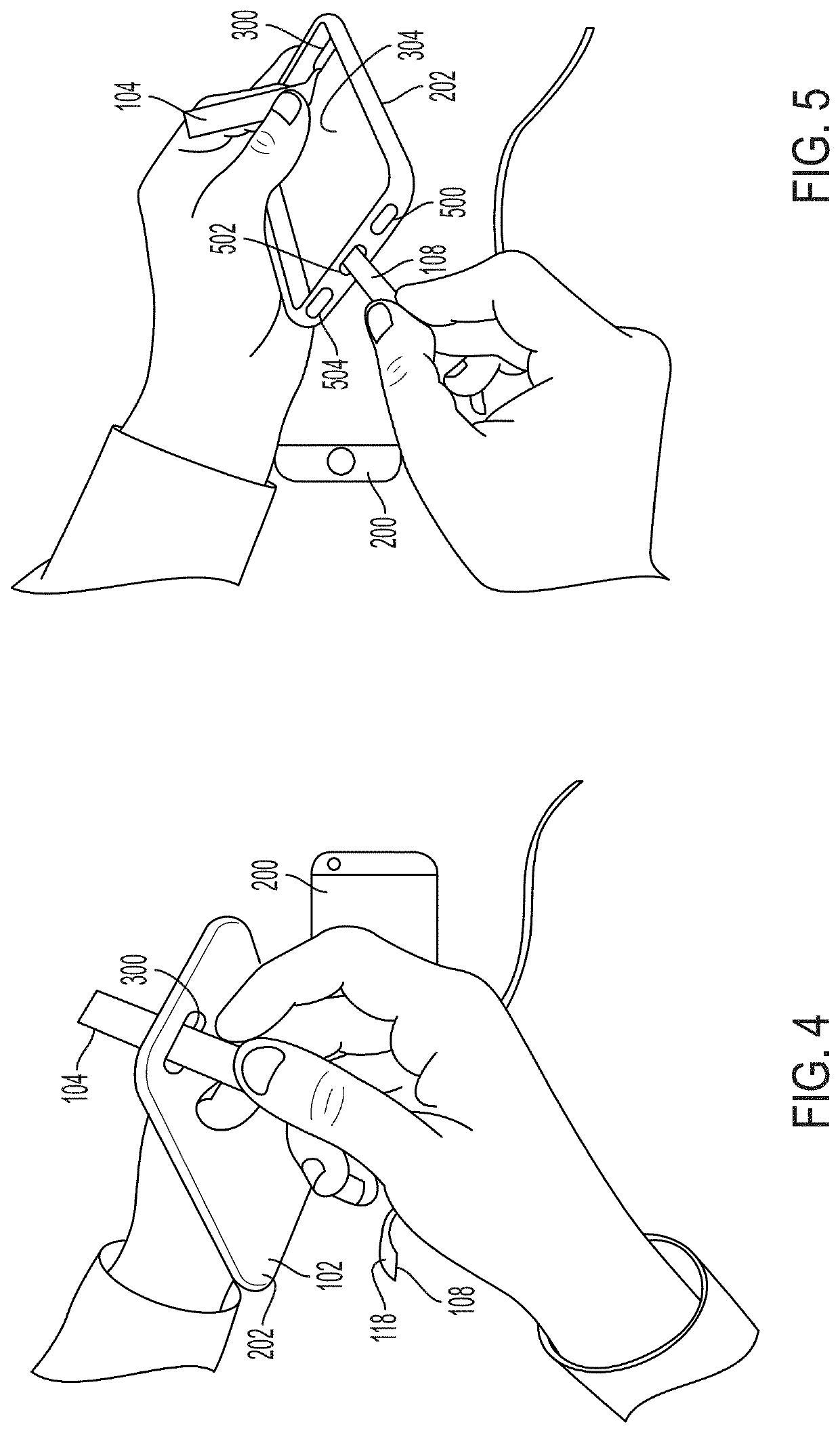 Mobile device elastomeric support strap with visibly identifiable expandable logo imprints