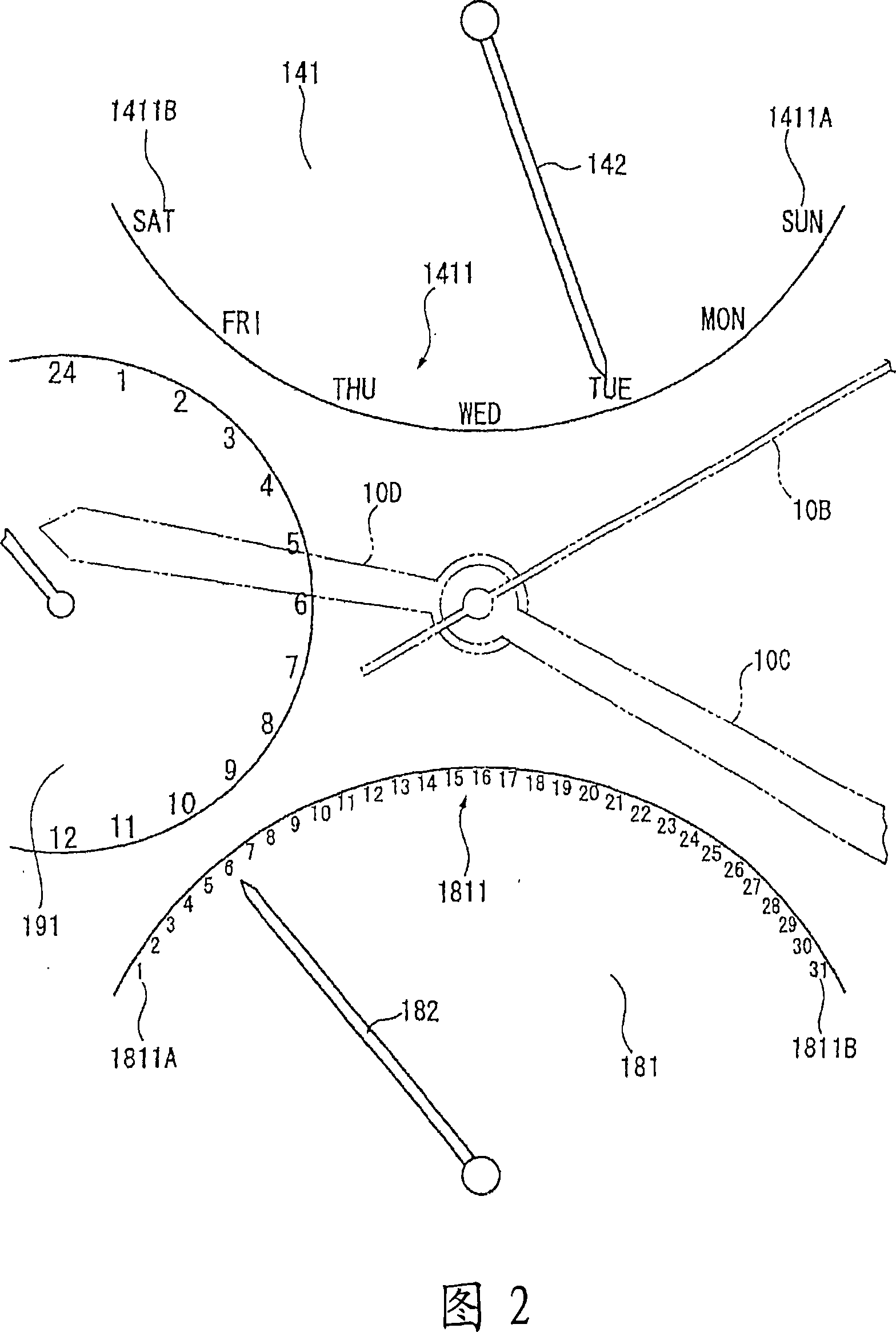 Timepiece display apparatus, movement, and timepiece