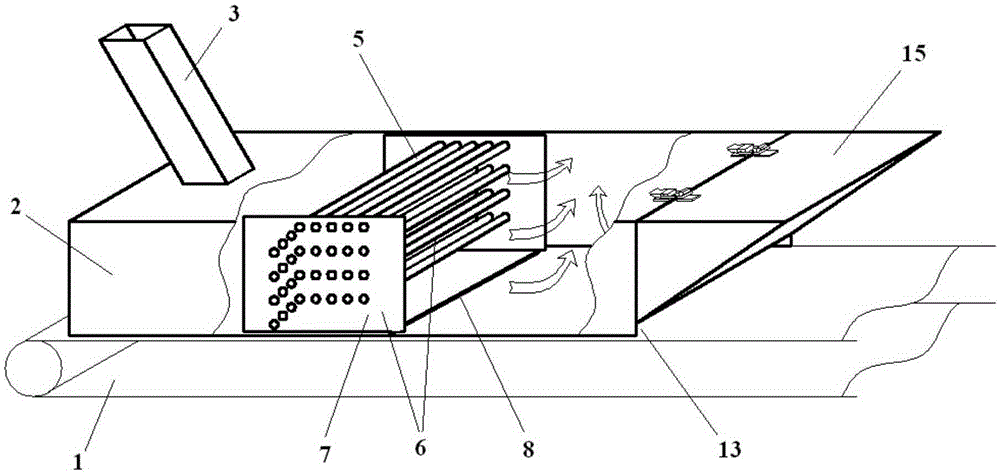 Flue gas collection device with multiple rows of staggered diversion tube bundles and triangular expansion cover