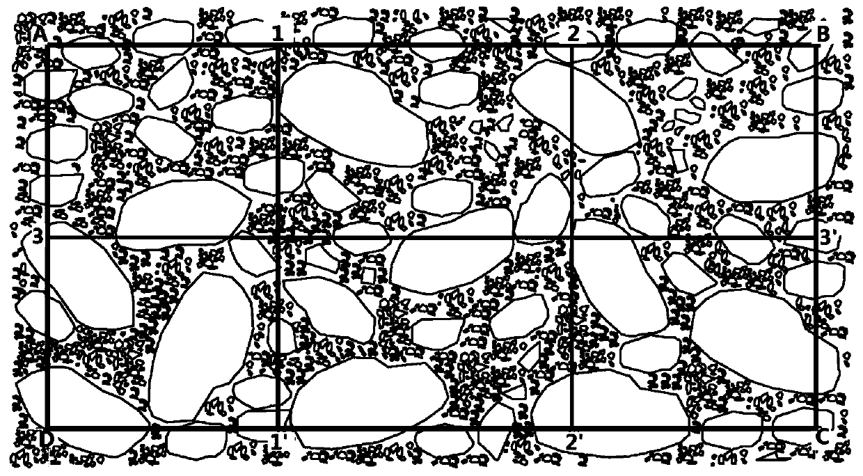 Grain composition testing method of over-coarse-grained soil