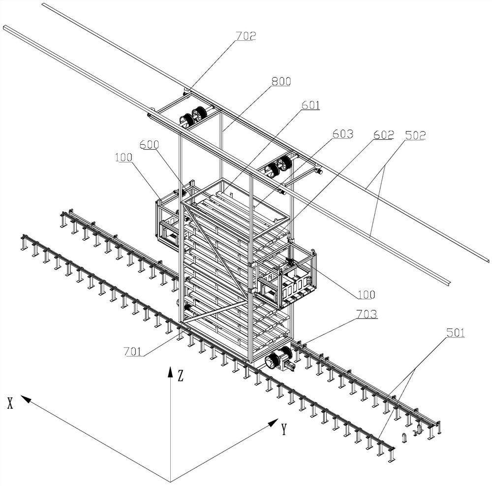 Double-working-station stacking machine with temporary storage area and working method of butt joint area of double-working-station stacking machine