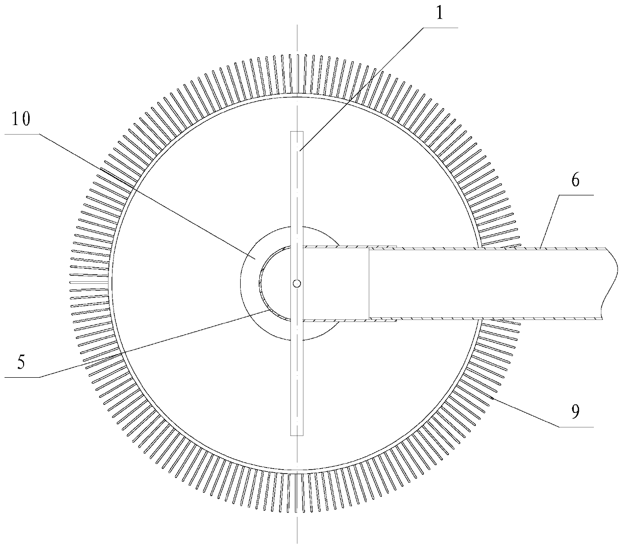 Pore-adjustable rotary-rod type bottom blowdown device for shrimp breeding pond