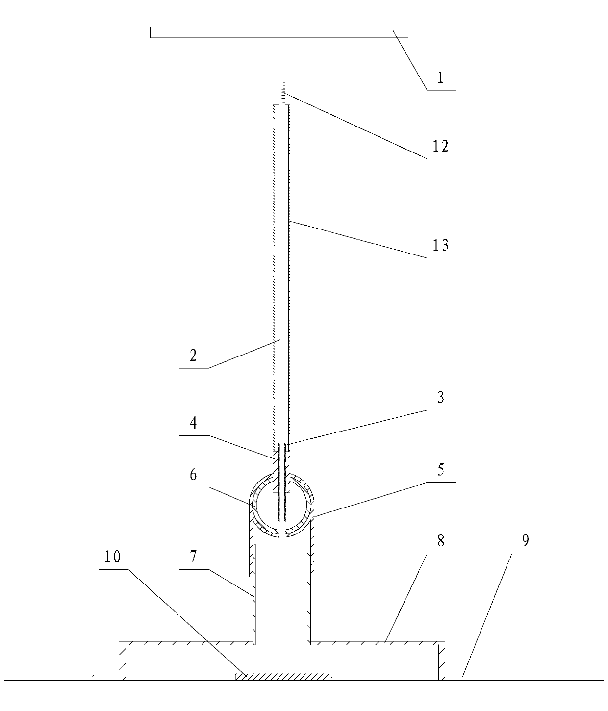 Pore-adjustable rotary-rod type bottom blowdown device for shrimp breeding pond