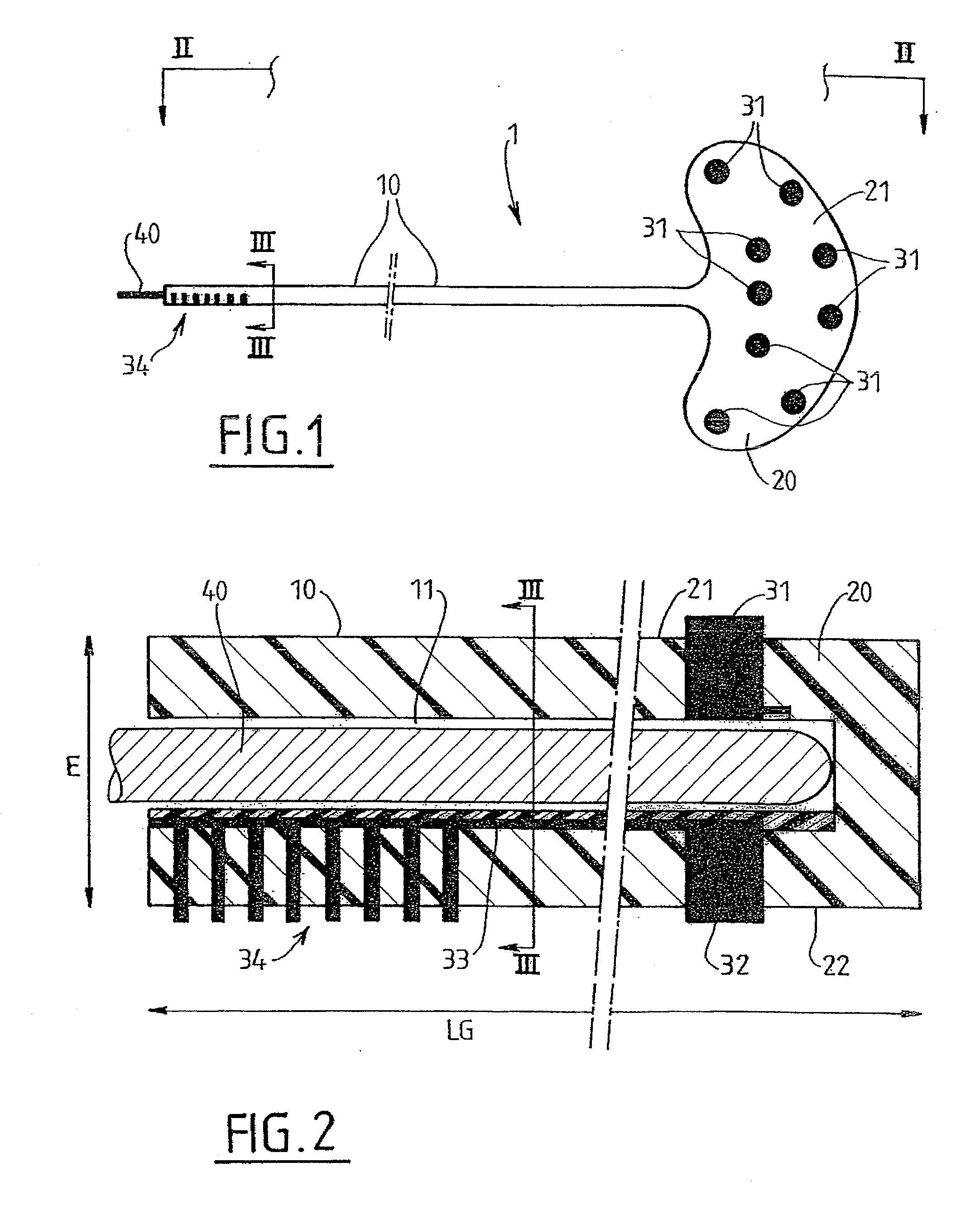 Multiple electrode lead and a system for deep electrical neurostimulation including such a lead